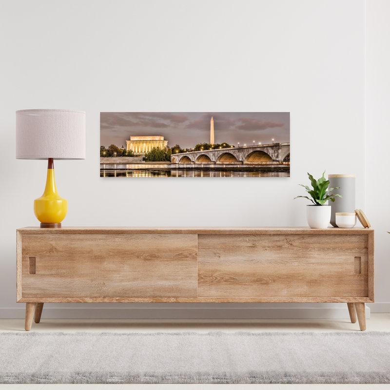 Arlington Memorial Bridge With Lincoln Memorial And Washington Monument In The Background Washington DC USA by Tom Sheckels - Wrapped Canvas Panoramic Print