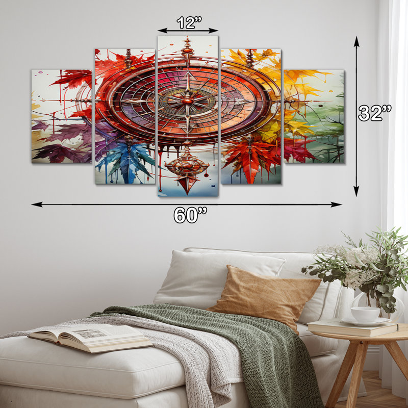 Native Art Sacred Medecine - reproduction d'art sur toile - 5 panneaux