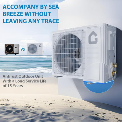 9,000 BTU Mini Split Air Conditioner and Heat Pump, 19 SEER2 High Efficiency Inverter AC System with WiFi, Quiet Ductless Wall Mounted Unit, Remote, Installation Kit, 230V, Cools Rooms Up to 450 Sq ft