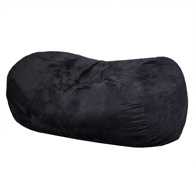 Lara 6.5 Foot Suede Cylindrical Bean Bag, Black 