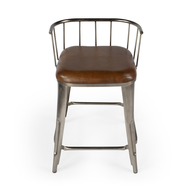 Coriander Iron & Leather 25" Counter Stool