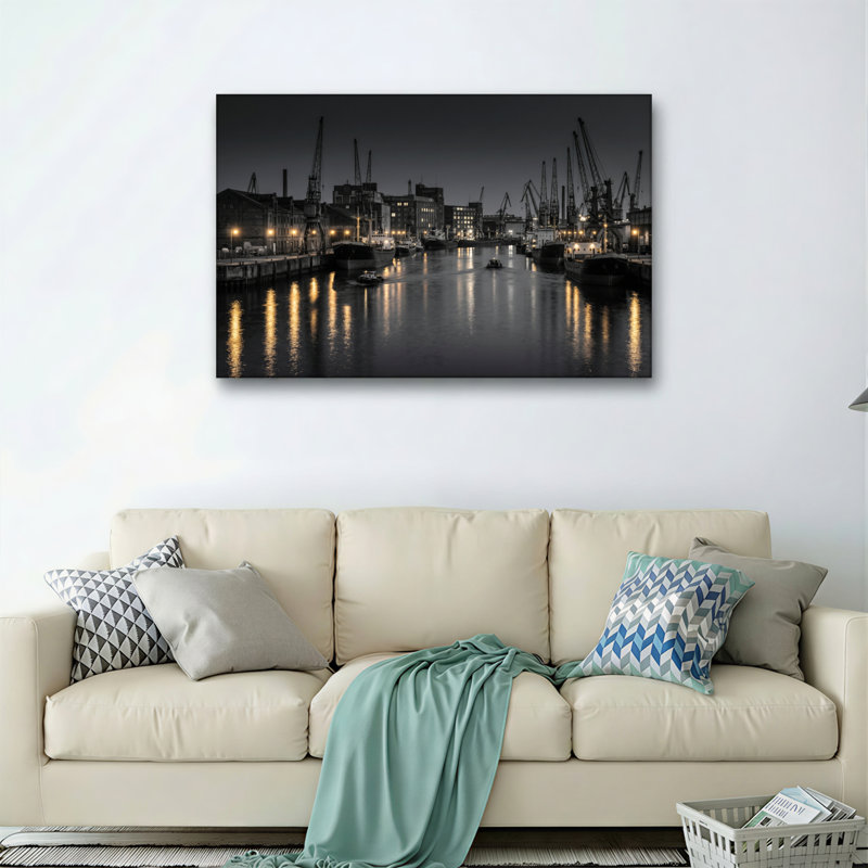 Ensemble de 1 tableau sur toile Night Harbor, H 16 po x l 24 po, Wrapped Canvas