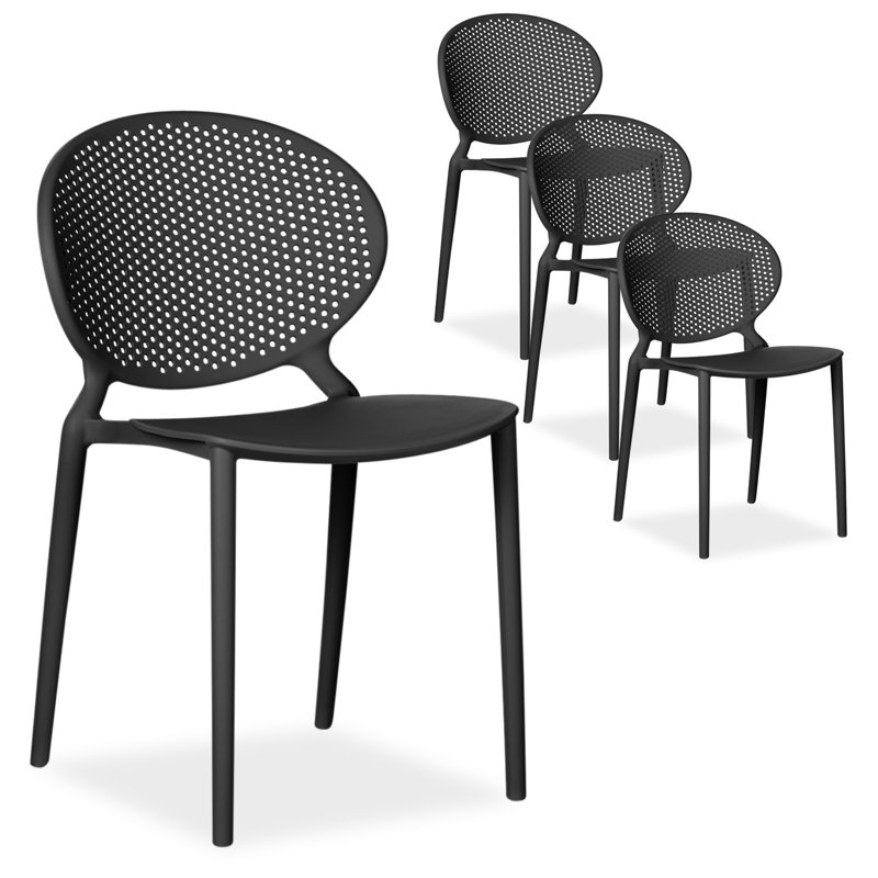Suze Stacking Patio Dining Side Chair, Grey/Brown/Blue