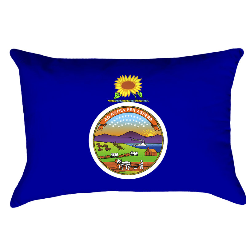 Drapeau kansas, Pas de bourre, Housse de coussin, Fermeture éclair en polyester filé-intérieur