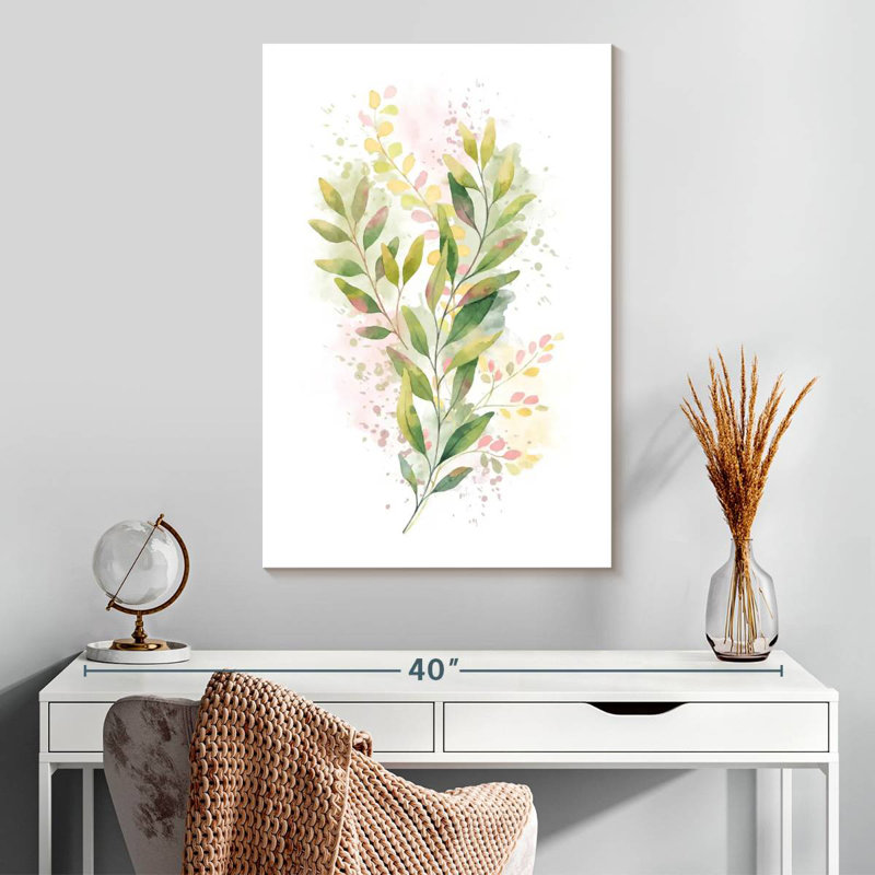 Green Leaf Branch Splatter, 30" H x 20" W