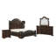 Ensemble de chambre avec grand lit 4 pièces Rise, aile arquée, rembourrage en similicuir, brun
