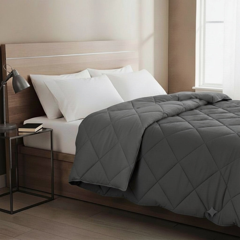Édredon toutes saisons en microfibre légère et réversible, Gray, King