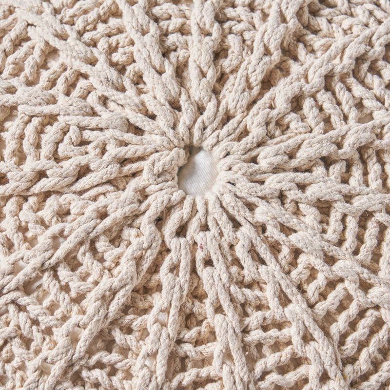 Pouf rond en coton Bordeaux, beige