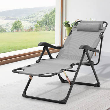 Kubecki Oversized XXL Folding Reclining Folding Zero Gravity Chair with Removable Cushion Arlmont & Co. Color: Gray