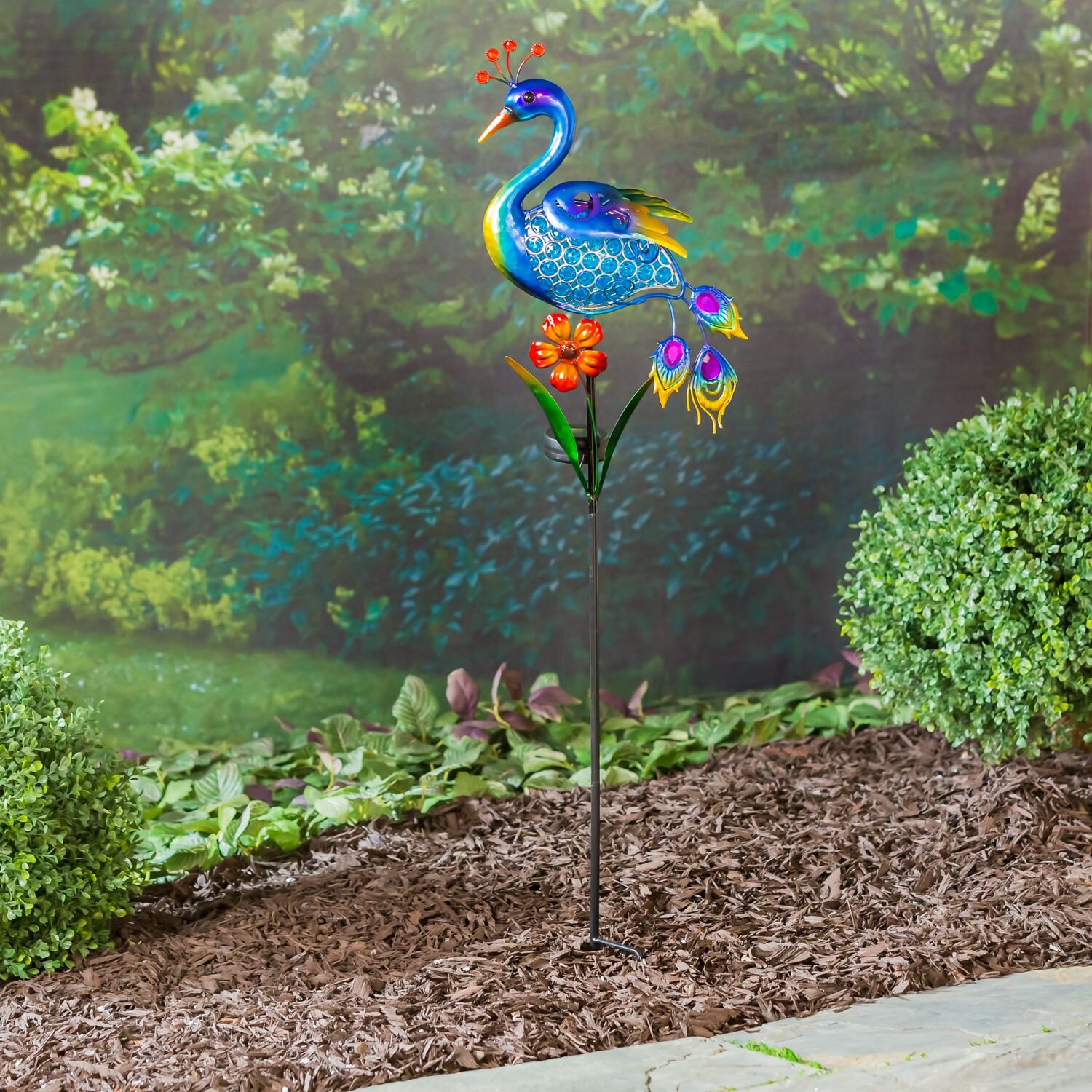 Arlmont And Co Labuguen Solar Peacock Garden Stake Wayfair Canada 3194