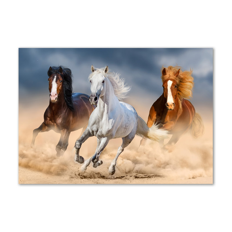 Horses In The Desert - No Frame Print on Canvas