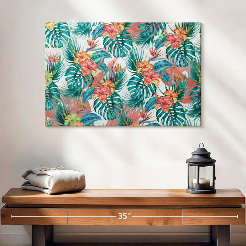 Feuillage tropical et fleurs Kerner, H 16 po x l 24 po