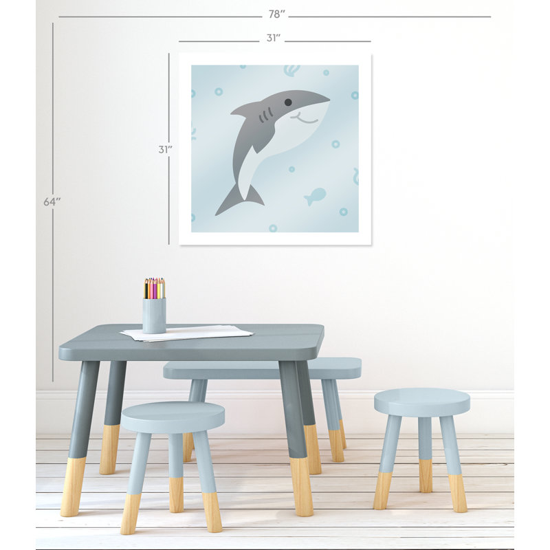 «Happy Shark», impression sur papier, H 31 po x l 31 po x P 1 po, Papier