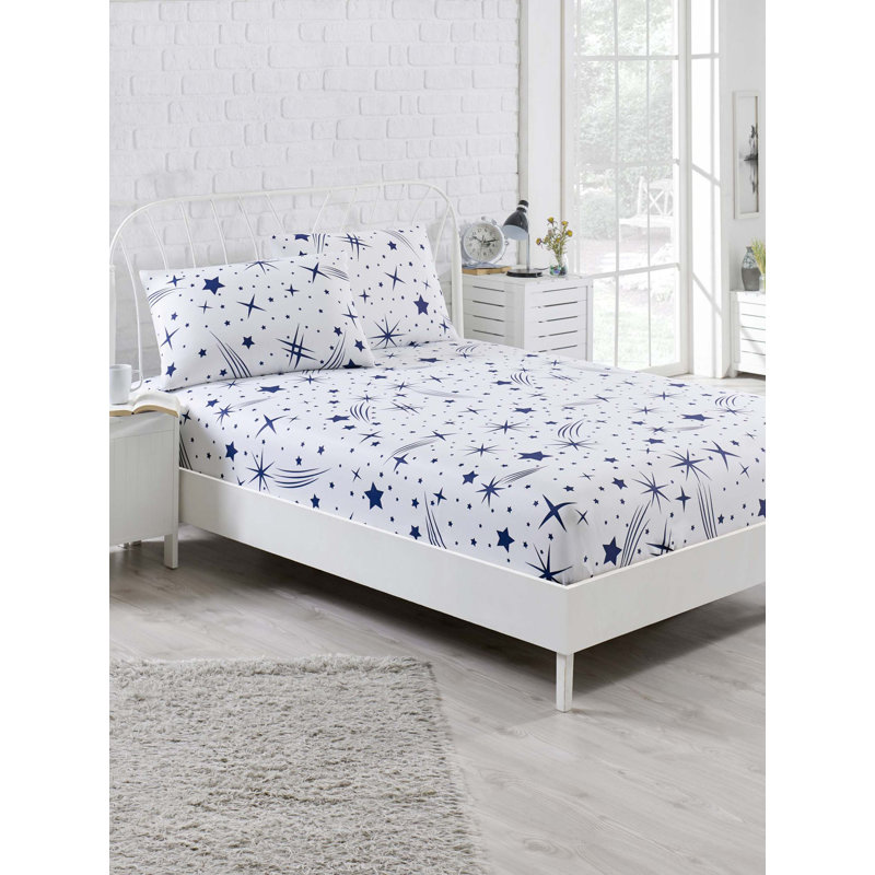 Cotton Blend Geometric Sheet Set, European Kingsize (160 x 200cm)