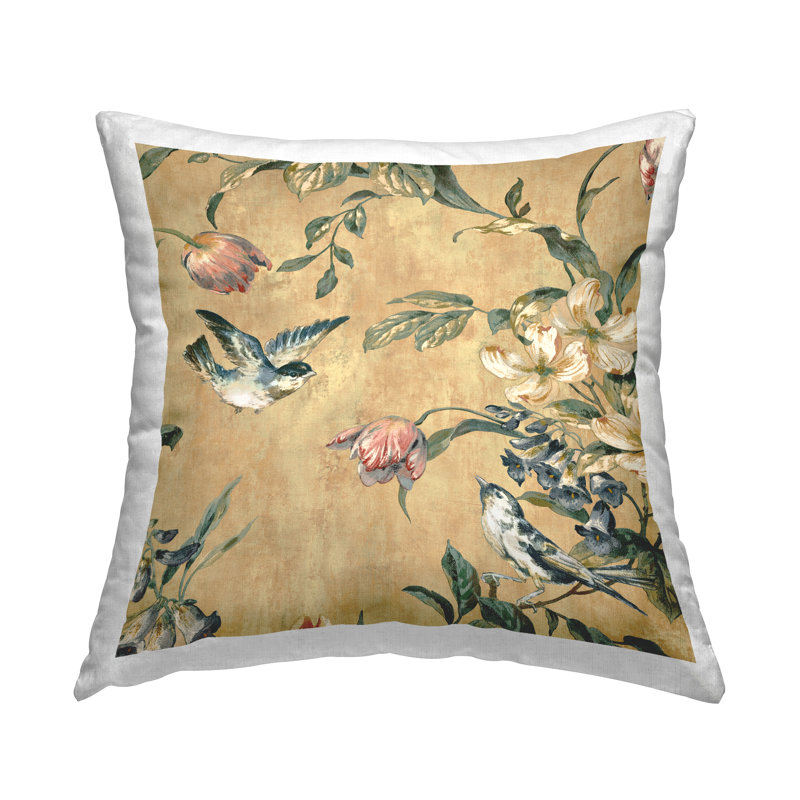 Coussin décoratif à motif de branches traditionnelles à motif floral par Reneé Campbell