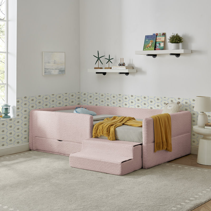 Lits pour enfants multifonctionnels avec rangement, tissu Cozy Boucle, conception sécuritaire