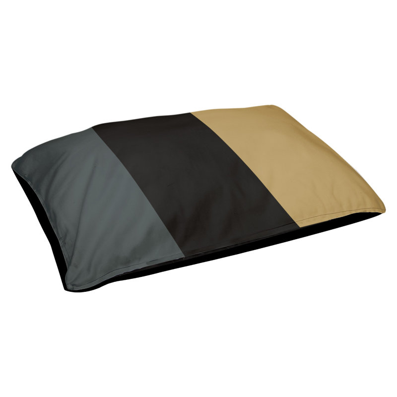 Coussin rectangulaire designer Tampa Bay, Grand (L 40 po x l 50 po), Gris acier / noir / or