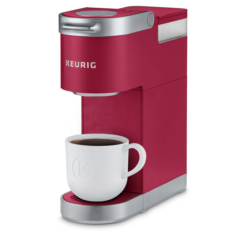 Cardinal Red Compact Single Serve Coffee Maker with Silver Accents