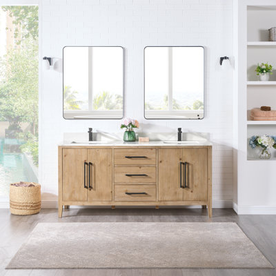 Griswalda 72""  Free Standing Double Bathroom Vanity with Quartz Top with Mirror -  Beachcrest Homeâ¢, 8045277A835742B7AF094A1E46BC5EFD