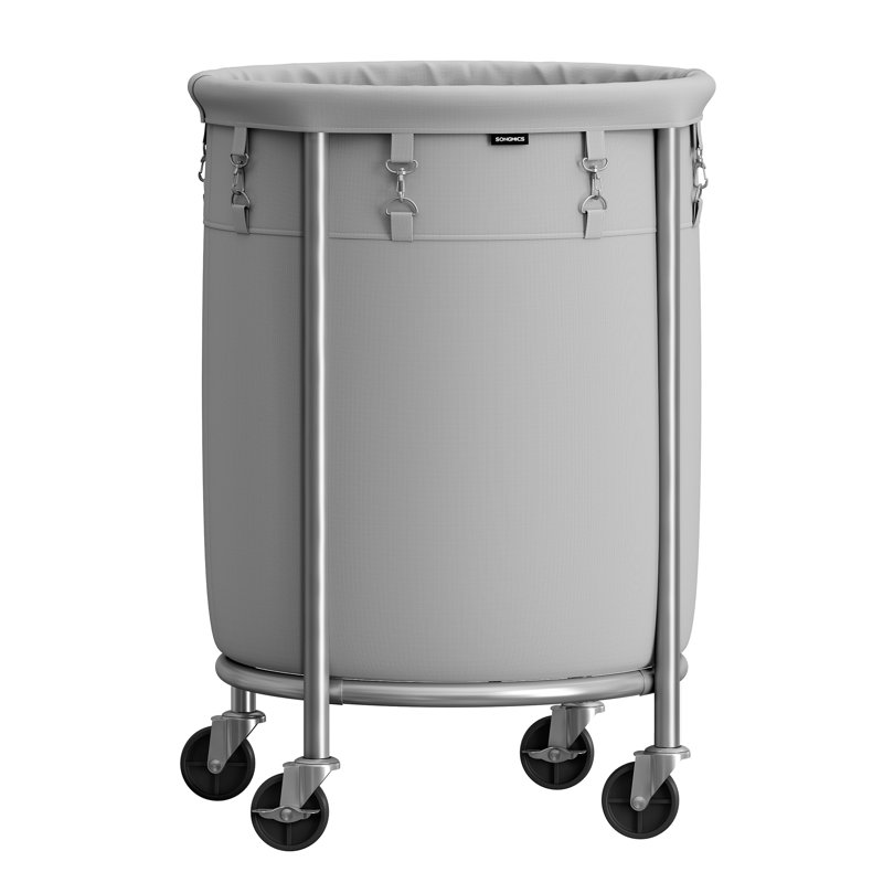 Rolling Laundry Hamper, Grey/Silver