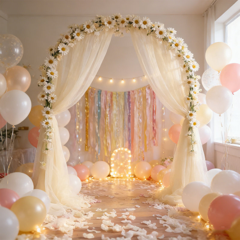 Écharpe de fenêtre à 2 panneaux, voilage voilage cantonnière voûte mariage décoration de fête (150 x 300 cm / 59 x 118 po)