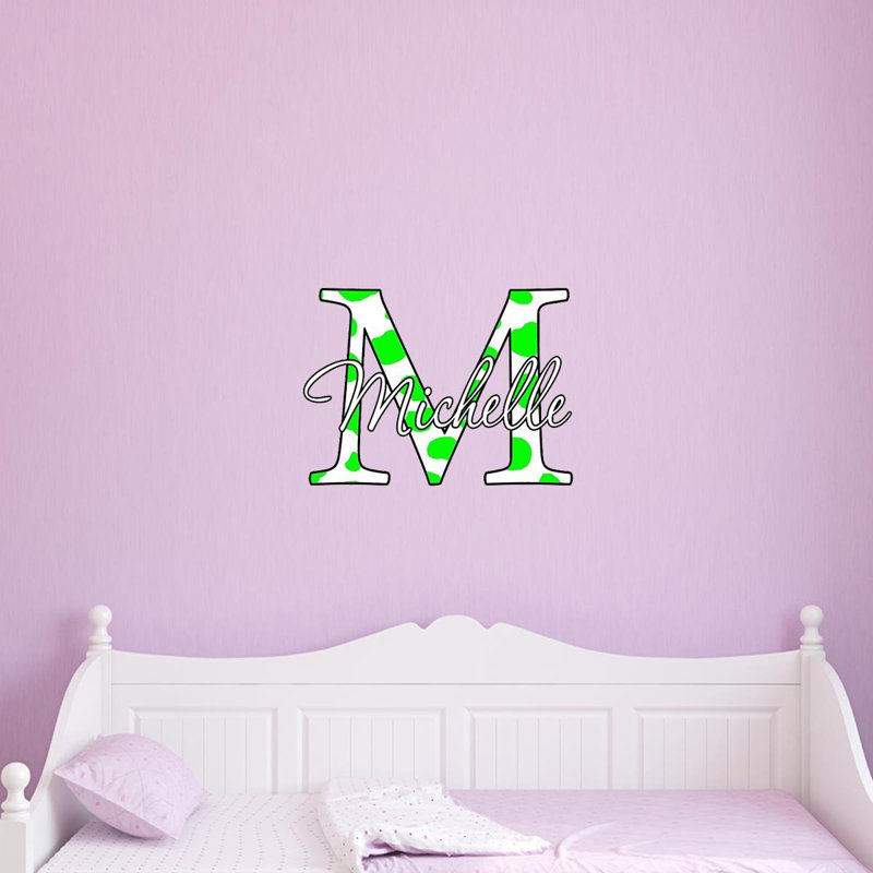 Text & Numbers Wall Decal, 14" H x 14" W x 0.01" D, Neon Green, Yes