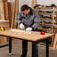 Établi réglable sur roulettes, capacité de 1 500 lb, établi en bois de chêne de 48 po x 24 po avec réglage de la hauteur de 28,5 à 42,3 po, table de travail en bois franc robuste pour garage, atelier, maison, bureau