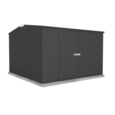 Absco Premier 10' W x 10' D Metal Galvanized Steel Weather Resistant Storage Shed Monument Gray