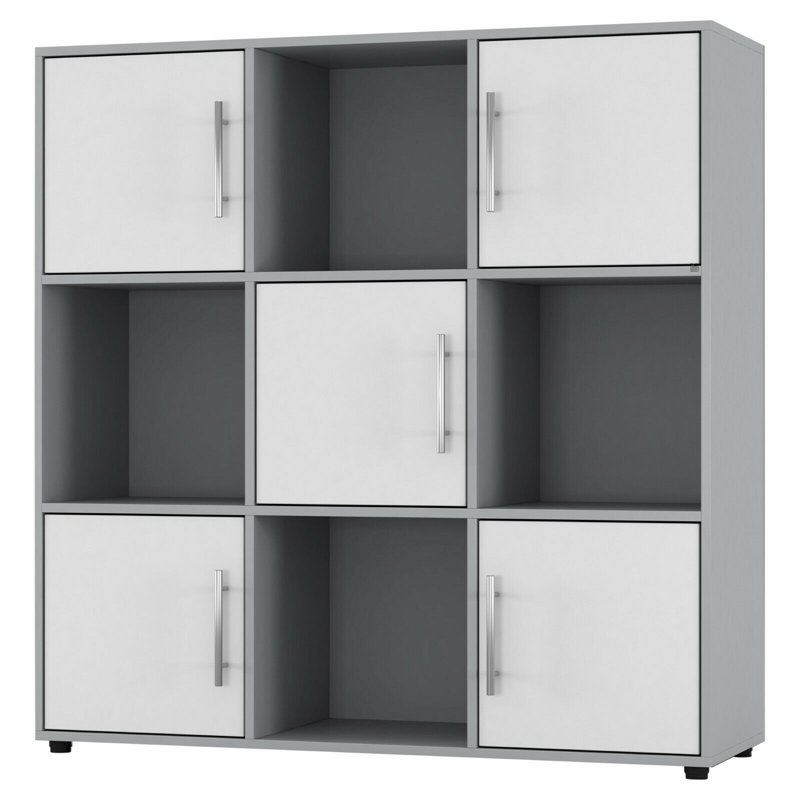 Berntraud 90.5cm H x 89cm W Cube Bookcase, Grey/White