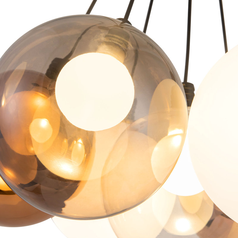 Bolla 17-in Gold dimmable LED Chandelier, Matte Black