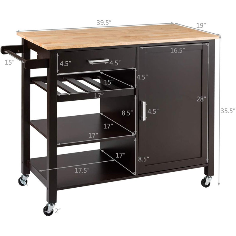 Amissa Wood Kitchen Cart, Brown