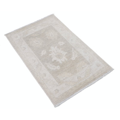 Tapis turc traditionnel beige en laine 2 x 3,2 pi, tapis décoratif noué à la main pour la décoration intérieure