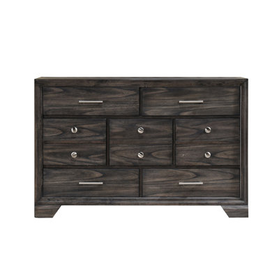 1Pc Contemporary Dark Wood Grain Finish Metal Knobs Storage Drawers Dresser Wooden Gray