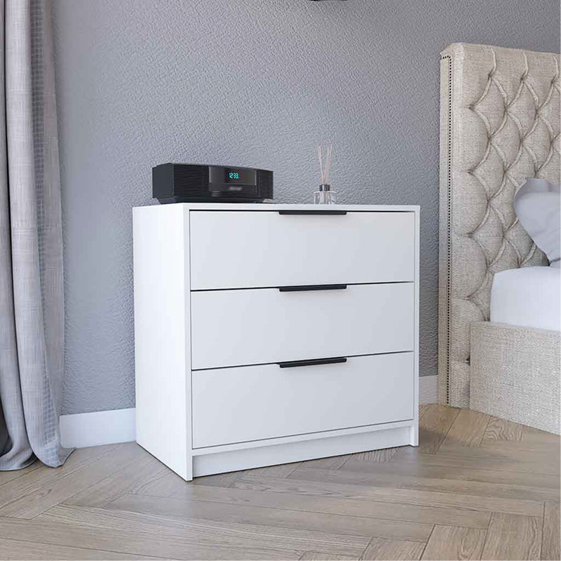 Commode 3 tiroirs Kaia, plateau supérieur - blanc