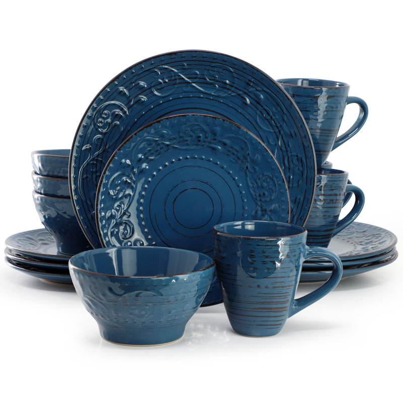  Service de table 16 pièces Radiance Ocean Bloom, Bleu