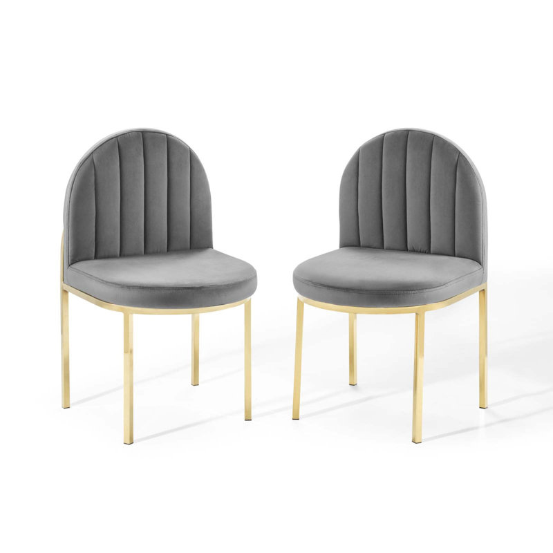 Isla Dining Side Chair Performance Velvet, Gray