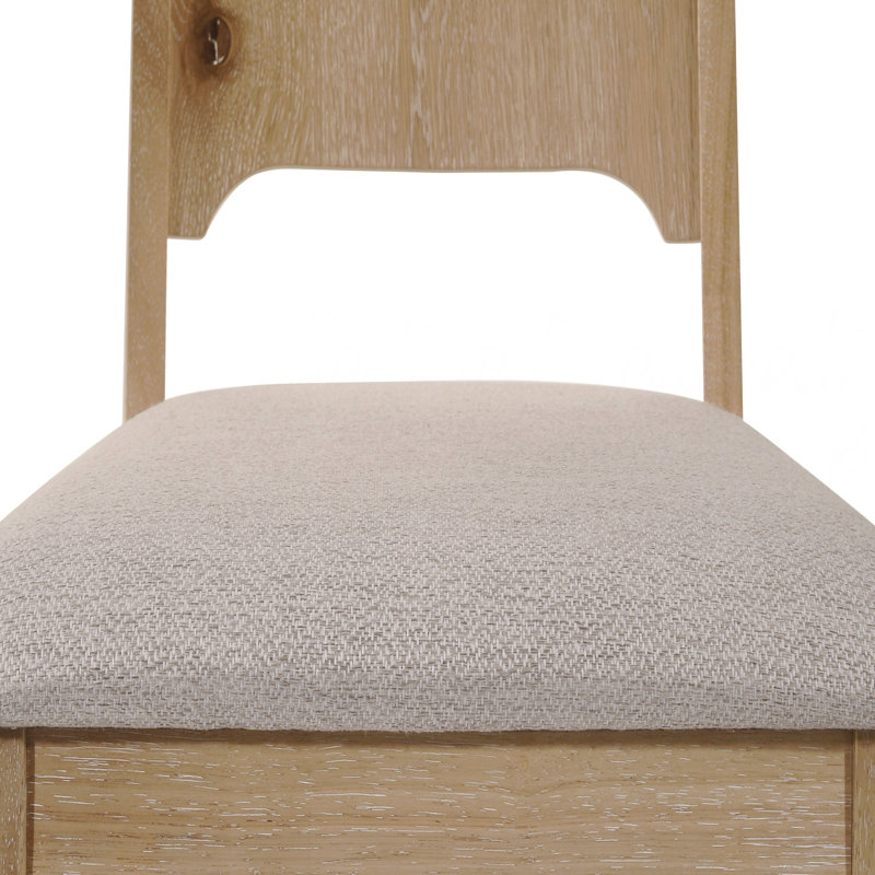 Ensemble de 7 chaises de table de salle à manger rectangulaires rembourrées en tissu brun clair, 7 pièces : table, 6 chaises