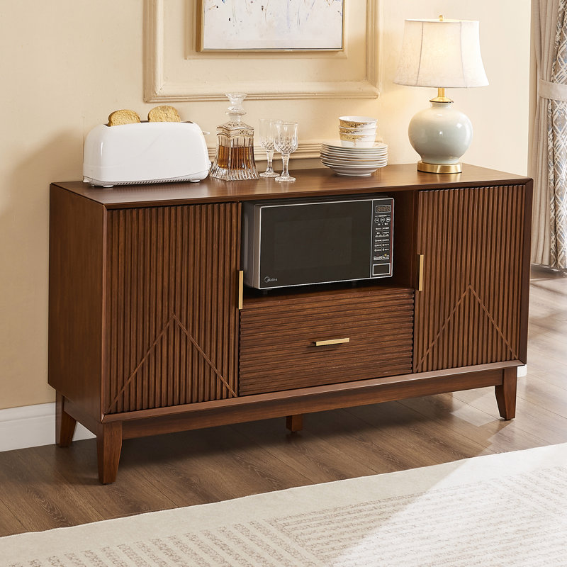 Meuble audio-vidéo Mid-Century avec tiroir et armoires