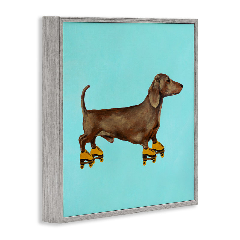 Au-599-Giclée, teckel amusant sur des patins à roulettes, peinture, H 24 po x l 24 po, Estampe numérique Farmhouse