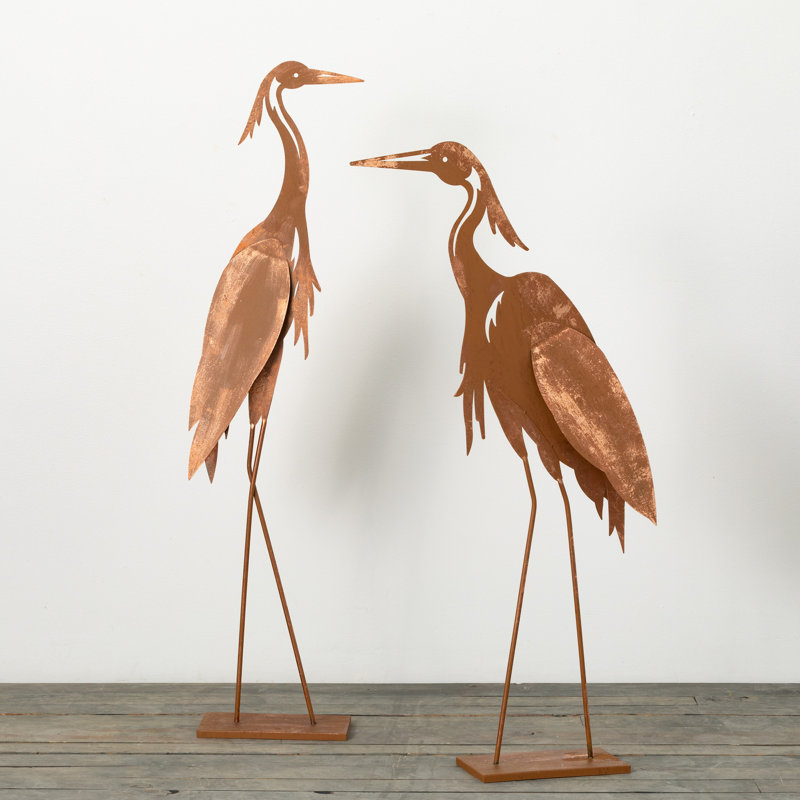 Ensemble de 2 statues de jardin Crane