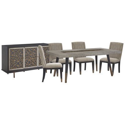 Rectangular Dining Table With 4 Host Chairs And Server