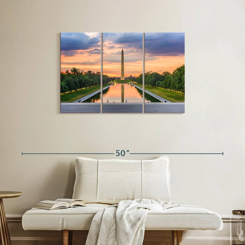 Monument de Washington au coucher du soleil, H 24 po x l 38 po