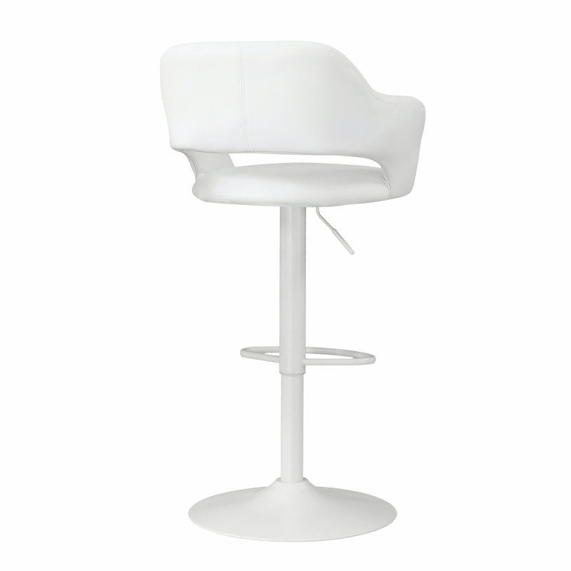 Tabouret de bar pivotant moderne avec finition en métal et similicuir, idéal pour les bars et les comptoirs, Blanc