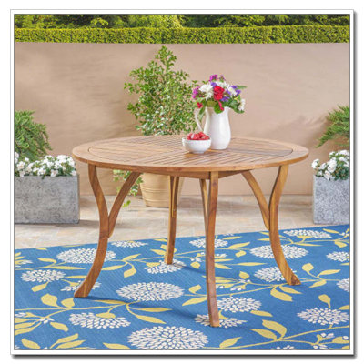47.25" Round Acacia Wood Dining Table with Teak Finish