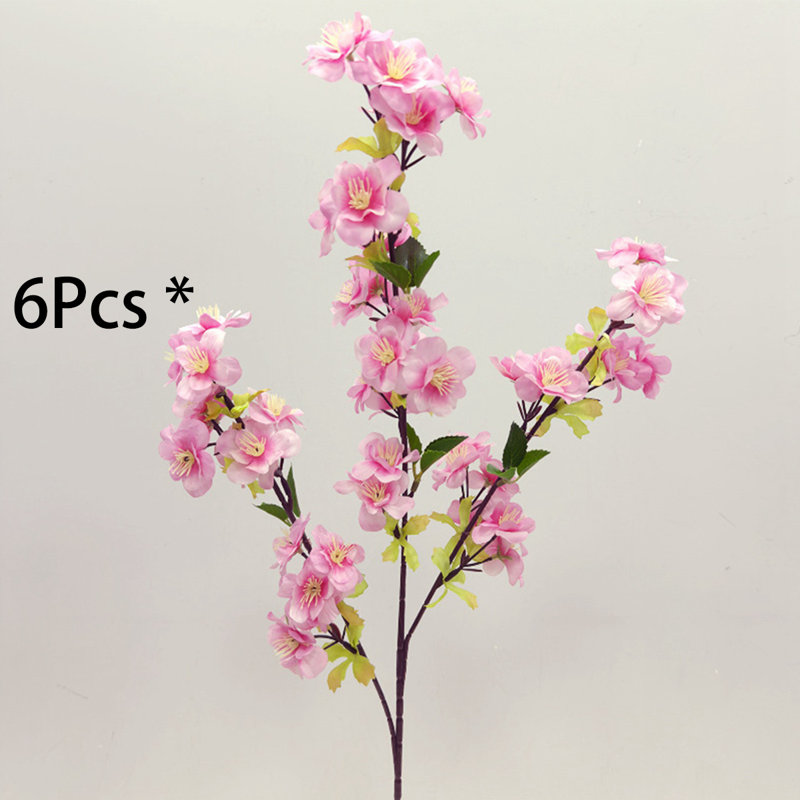 6 branches de fleurs de cerisier pour vase longues tiges de fleurs artificielles printemps été décor de soie de cerisier branches pour la table de mariage