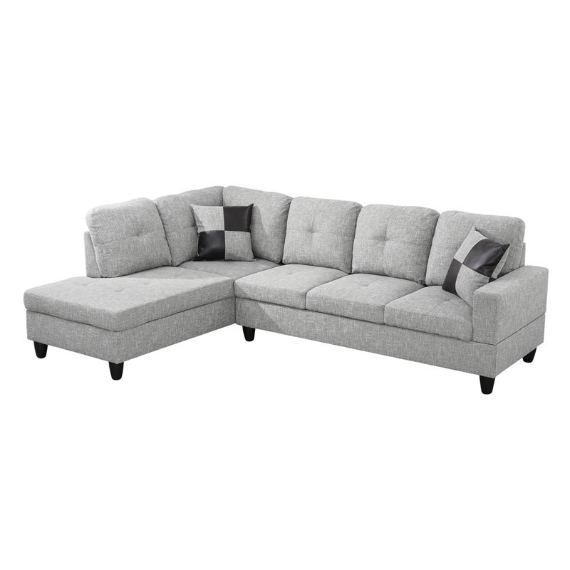 Larelle 103.5" Wide  Sofa & Chaise, Left Hand Facing, Light Gray Linen