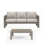 Ensemble de patio d'extérieur 2 pièces, canapé de patio en métal 3 places toutes saisons de 75 po avec coussins beiges épais, structure kaki et table basse de 43 po-150366354-150366357
