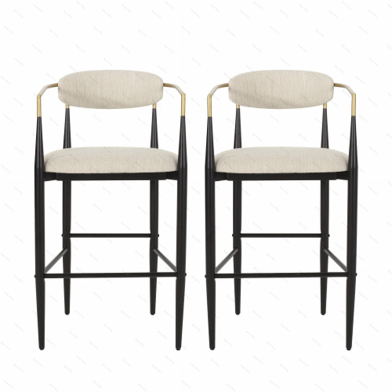 Tabouret de bar (ensemble de 2), Beige, Noir