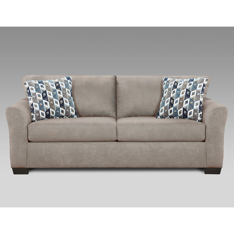 Canapé Elinaire, 3, Bleu marine / beige géométrique, Mélange de polyester taupe