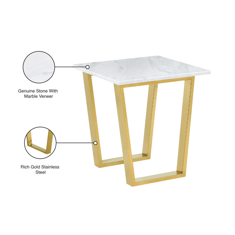 Honeoye Marble Top End Table, Gold